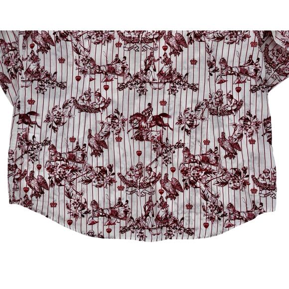 GSUS Industries Women's Cotton Blouse XL White W/ Red Printed Images Tie Accent - Picture 10 of 14